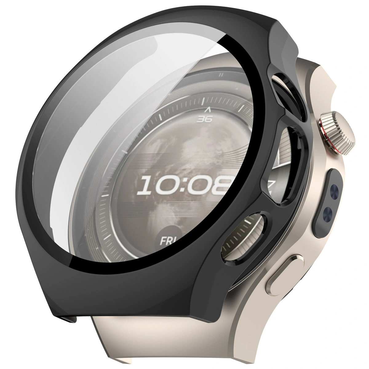 Wizualizacja nakładania etui Bizon Case Watch Adamo do Huawei Watch 5 46 mm